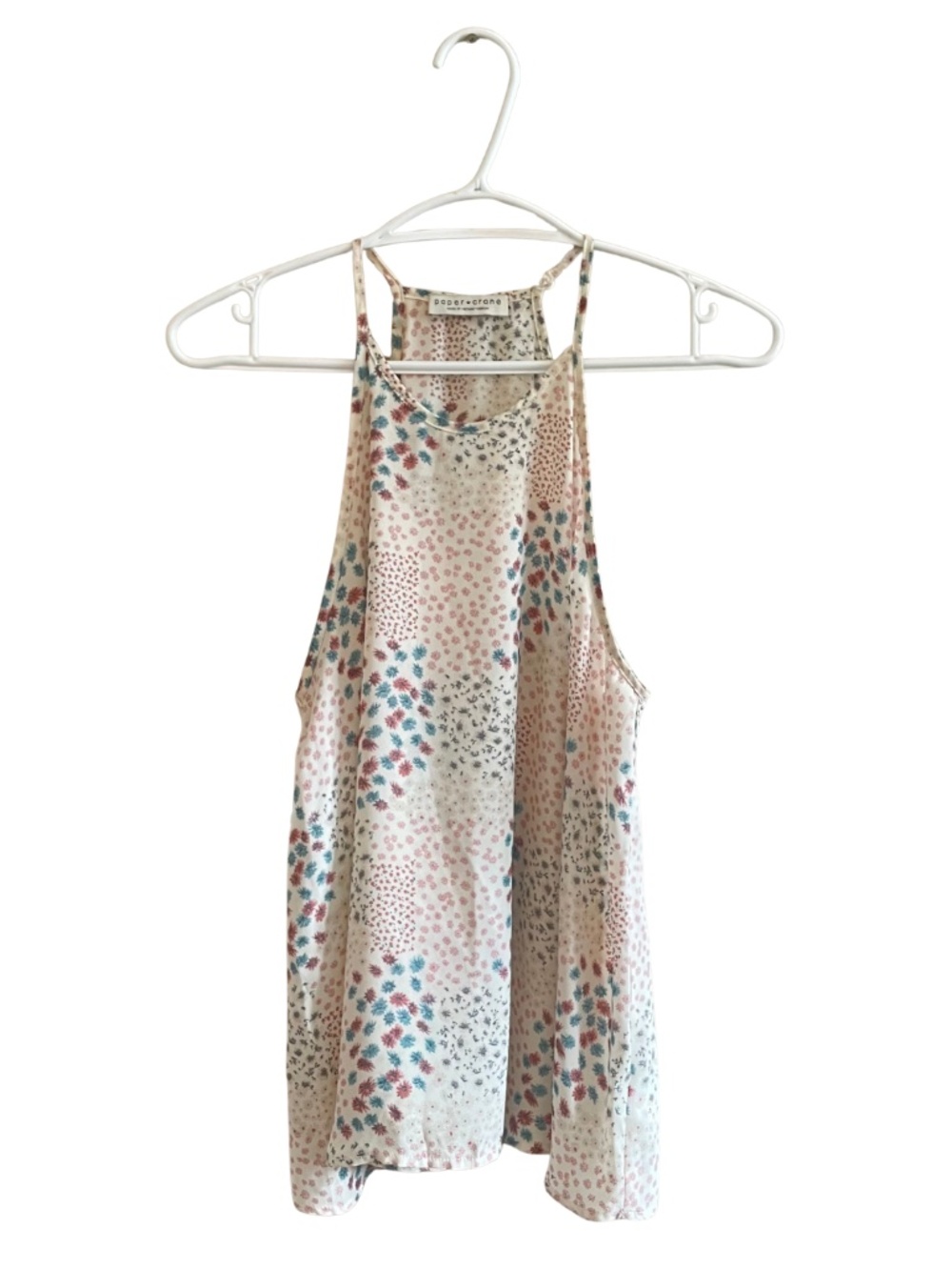 Paper Crane Cream Floral Patch Print Halter Flowy Tank – Size Medium EUC